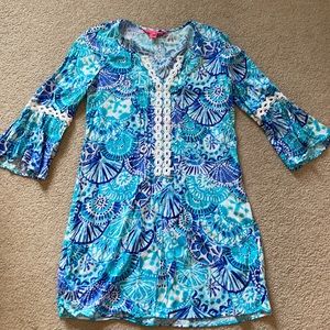 Bright Blue seashell dress.